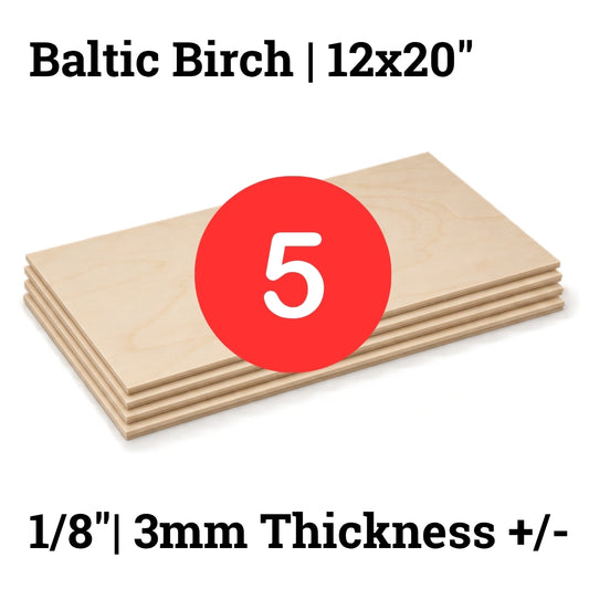 Baltic Birch Wood 5 Pack | 12x20 1/8" 3mm