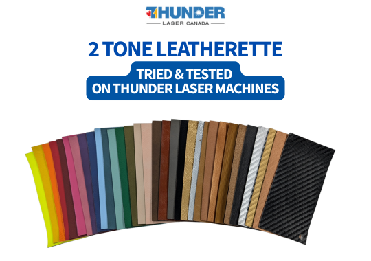 selection of faux leatherette for laser cutting sold by Thunder Laser Canada