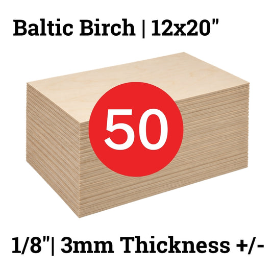 Baltic Birch 1/8" 50 Pack | 12x20" 3mm