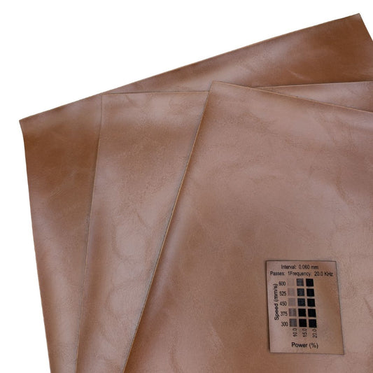 Gloss rawhide brown faux leatherette sold by Local Laser Supply Canada