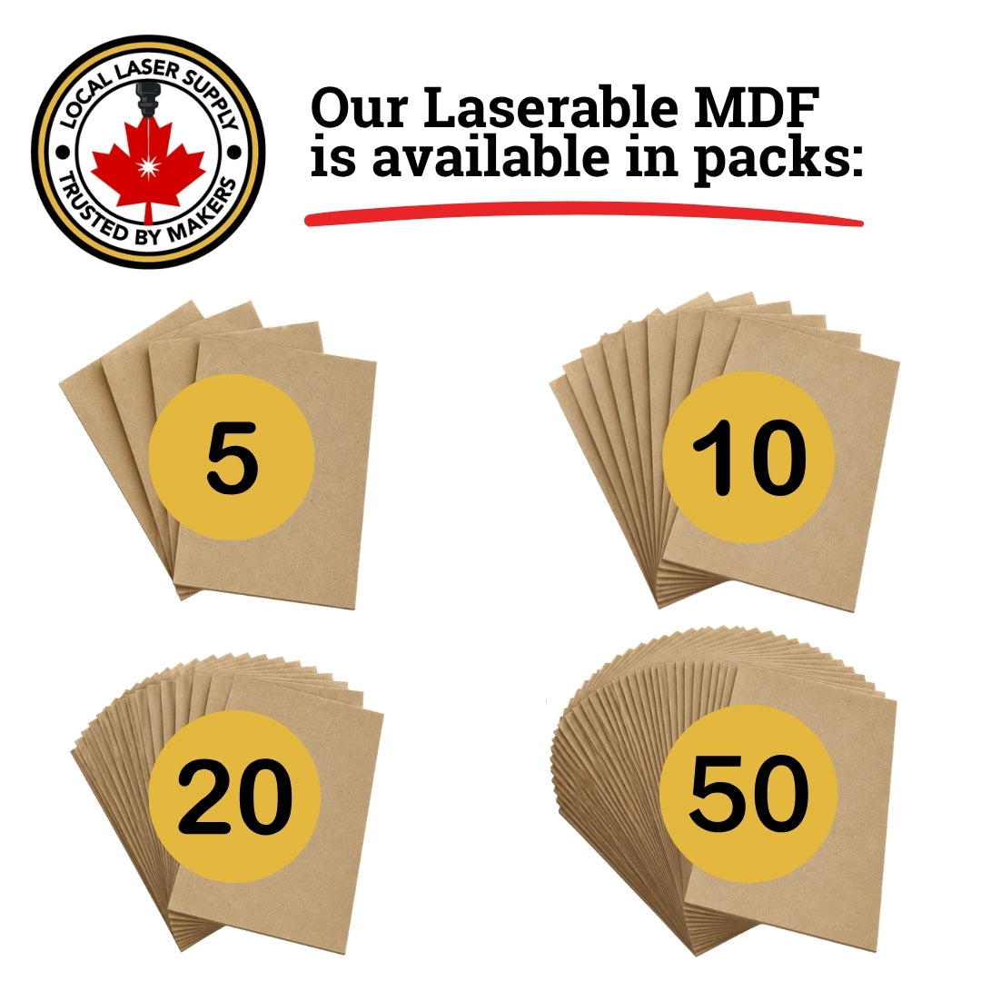 MDF 1/4" AND 1/8" Packs Local Laser SUpply Canada