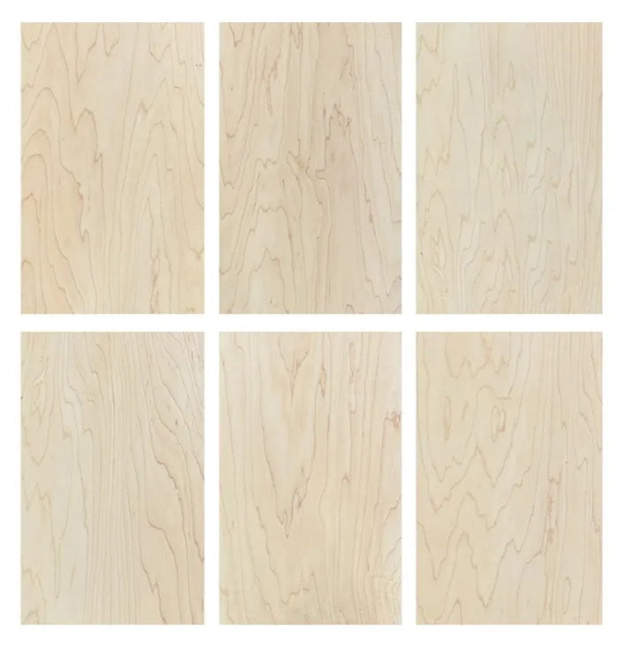 TruFlat_Natural_Maple x 6 sheets all different grain patterns sold at Local Laser Supply Canada