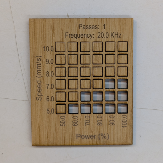 TruFlat cut settings on 30w thunder bolt rf laser