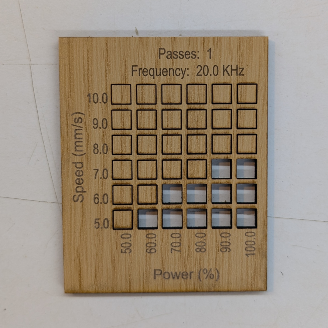 TruFlat cut settings on 30w thunder bolt rf laser