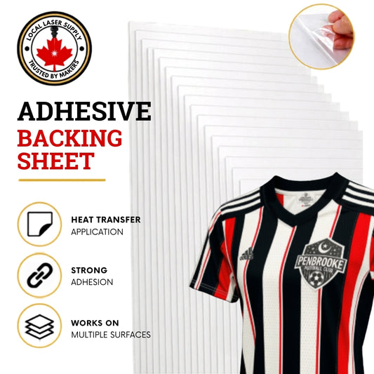 Adhesive Sheets for Faux Leatherette | Non-Sticky Adhesive | Laserable Patches Labels | 12x24" Laser Supply Canada