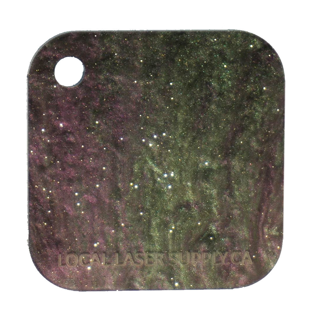Purple Green Aurora Acrylic Sheet | Space Aurora Patterned Cast Acrylic Sheet | Laser Supply Canada
