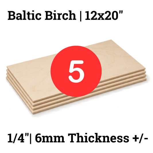 baltic birch 1/4 5 pack 12x20 sheets sold by Local Laser Supply Canada in Calgary AB