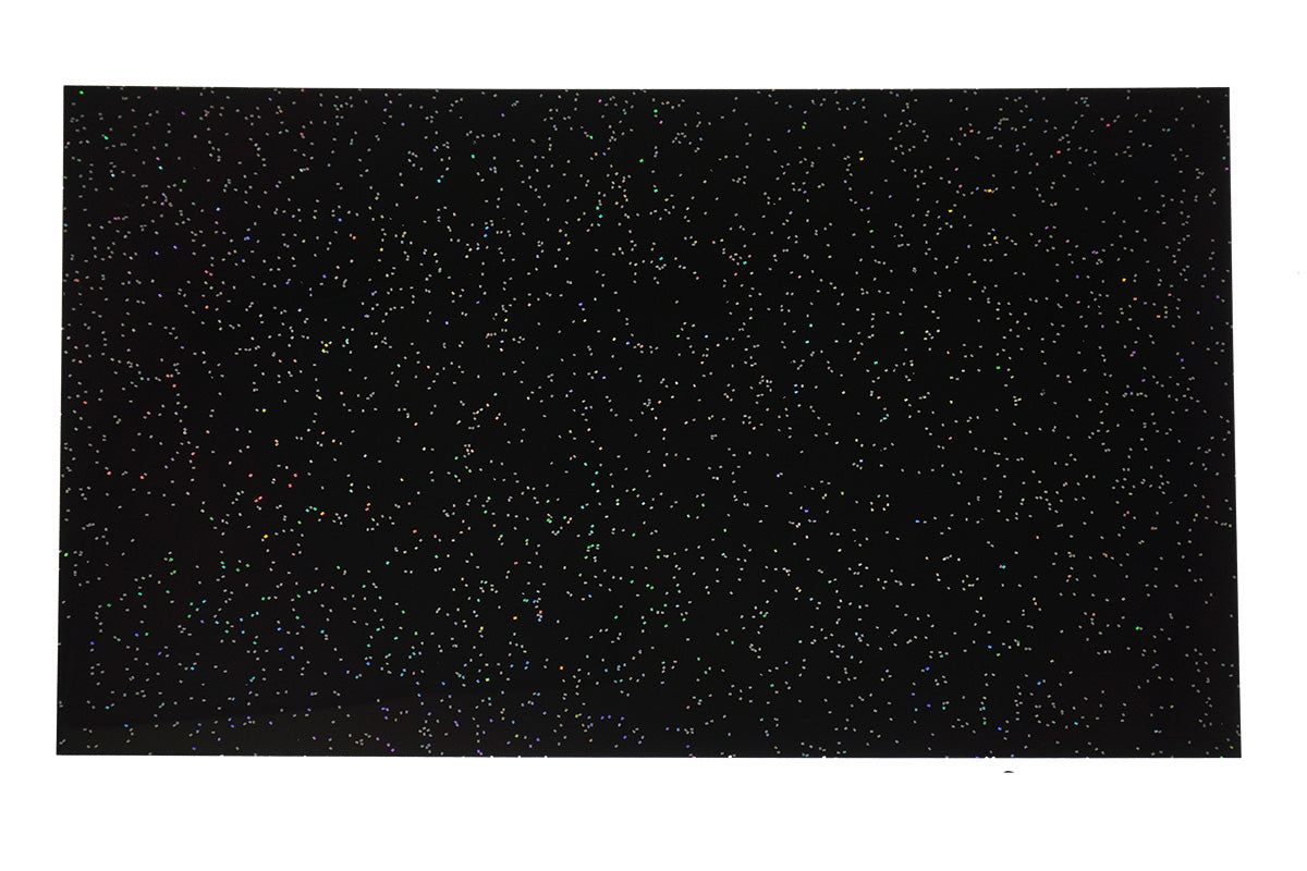 Full sheet Rainbow glitter on black sample Starry Sky cast acrylic sheet 3mm sample Local Laser supply Canada