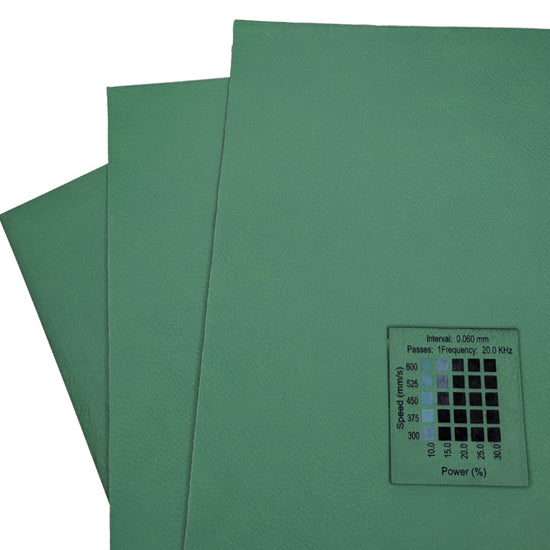 green faux leatherette sold by Local Laser Supply Canada