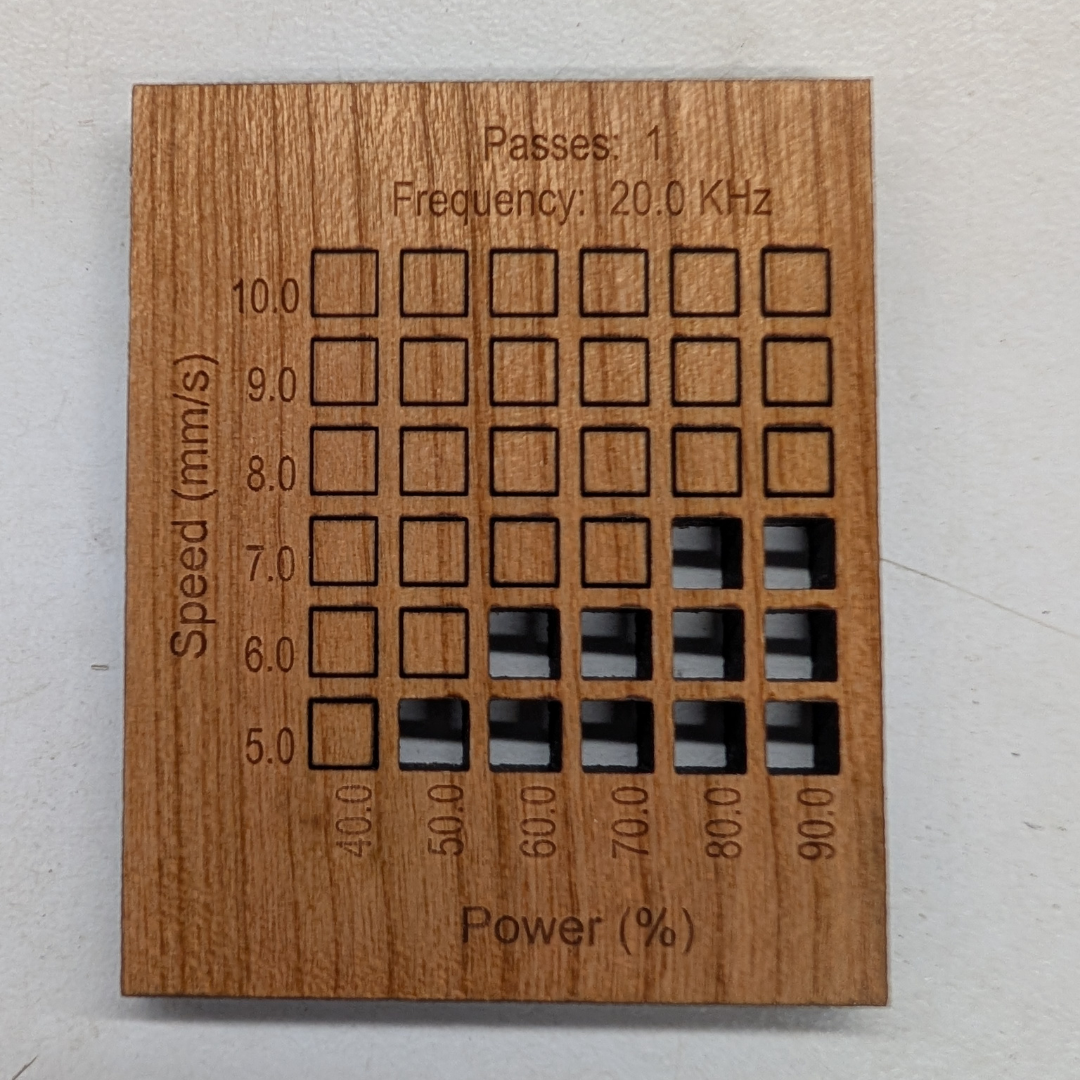 pre-finished cherry veneer cut settings on 30w thunder bolt rf laser