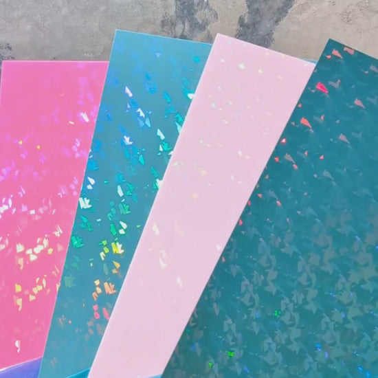 Iridescent Acrylic Sheet 4 Pack |  Prism Holographic Cast Acrylic Sheets