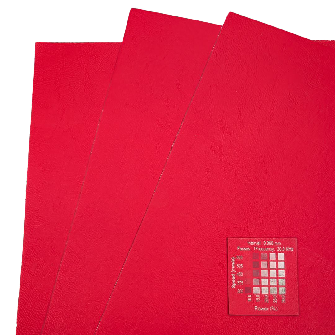 Red with white under faux leatherette sold by Local Laser Supply Canada