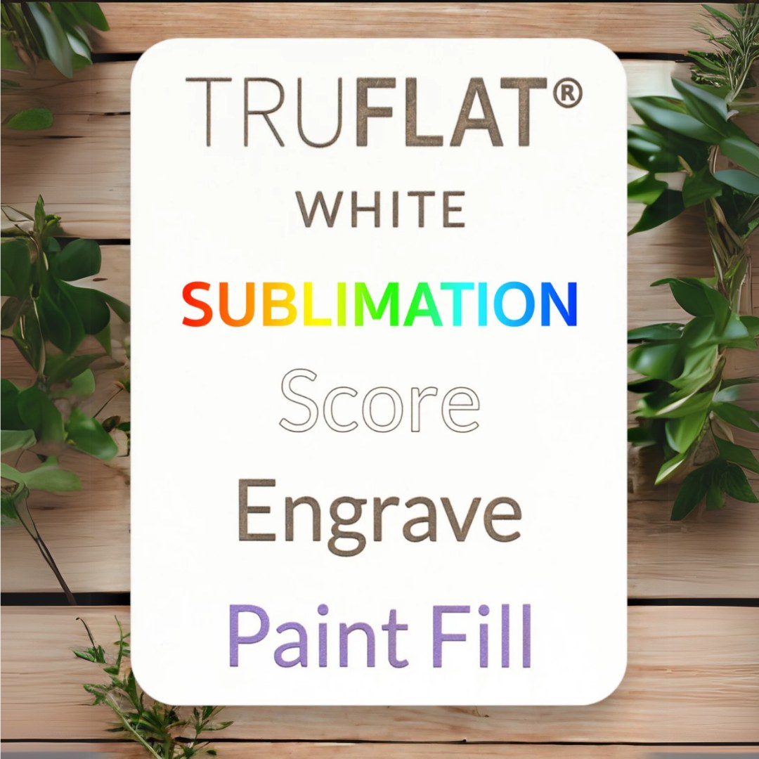 white truflat sample sublimation score engrave fill sample